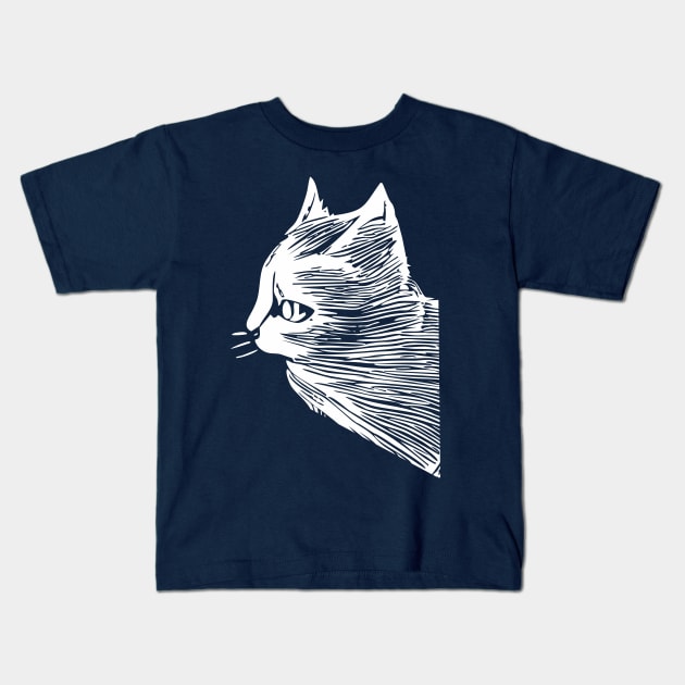 Cat sketch white Kids T-Shirt by aceofspace